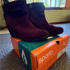 Sporto Wine Wedge Waterproof Suede Boots
